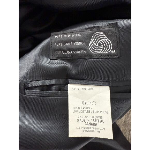 DKNY Size 44L Wool Career Notched Blazer Jacket Black Long Sleeve Button - Picture 7 of 10